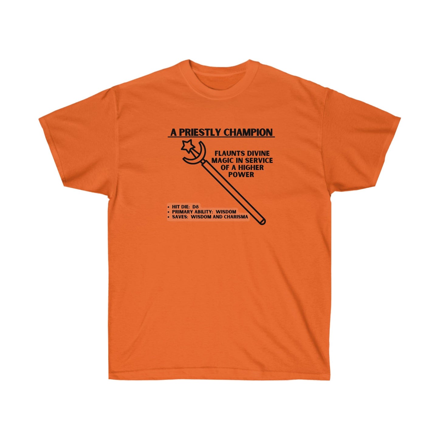 TSHIRT CLERIC TEE D&D - PICK YOUR COLOR, UP TO 5X SIZING!