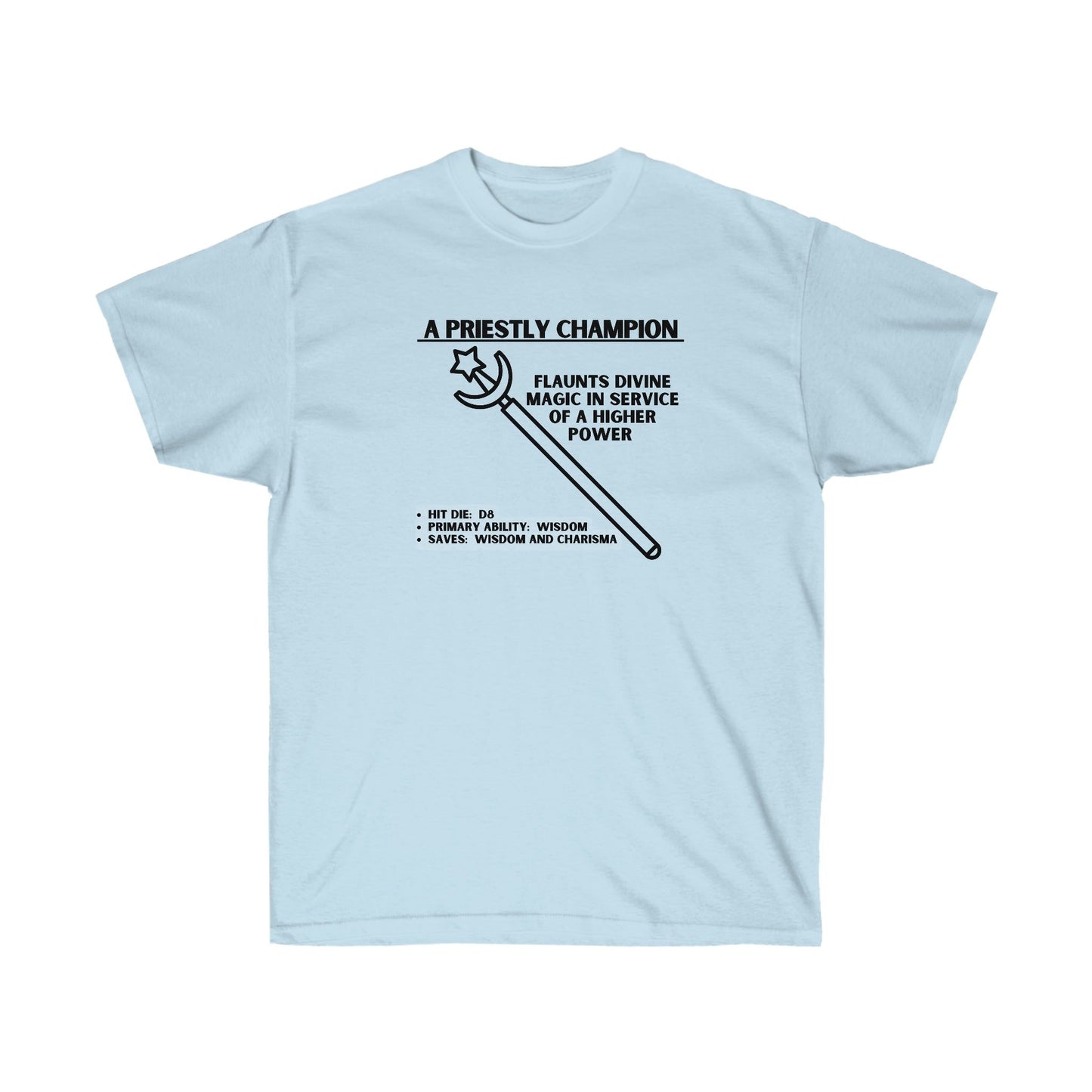 TSHIRT CLERIC TEE D&D - PICK YOUR COLOR, UP TO 5X SIZING!