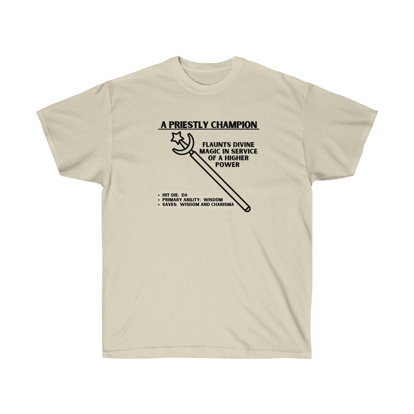 TSHIRT CLERIC TEE D&D - PICK YOUR COLOR, UP TO 5X SIZING!