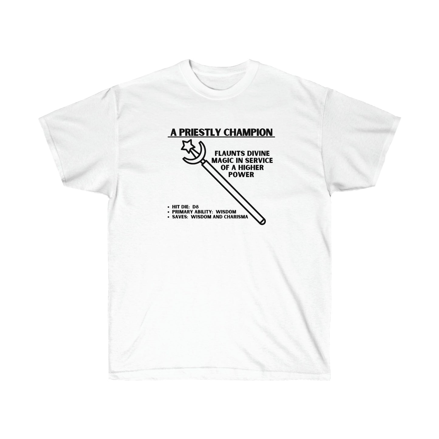 TSHIRT CLERIC TEE D&D - PICK YOUR COLOR, UP TO 5X SIZING!