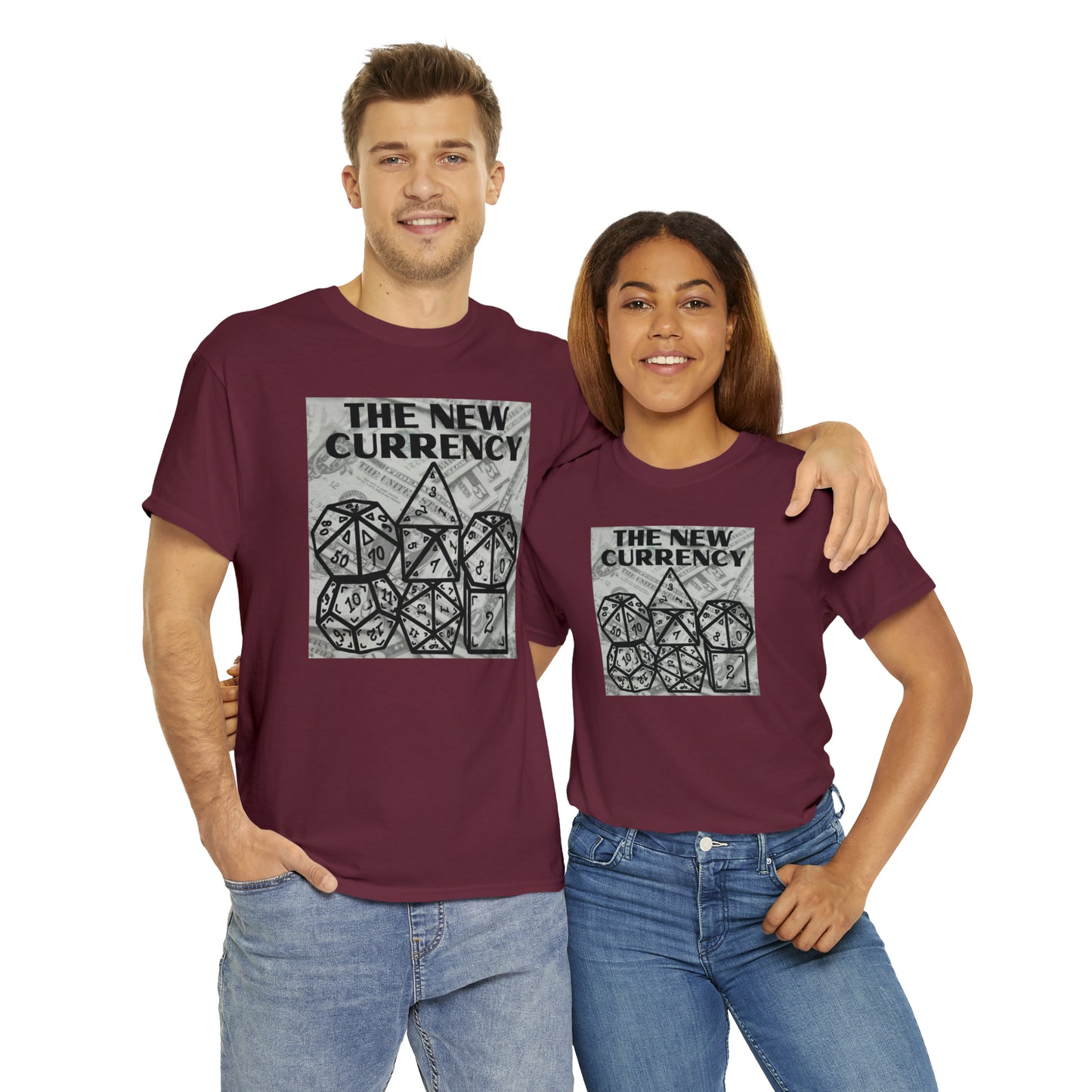 Shirt "THE NEW CURRENCY" D&D Shirt Funny Dice Shirt - Pick Your Color, Up to 5x Sizing!
