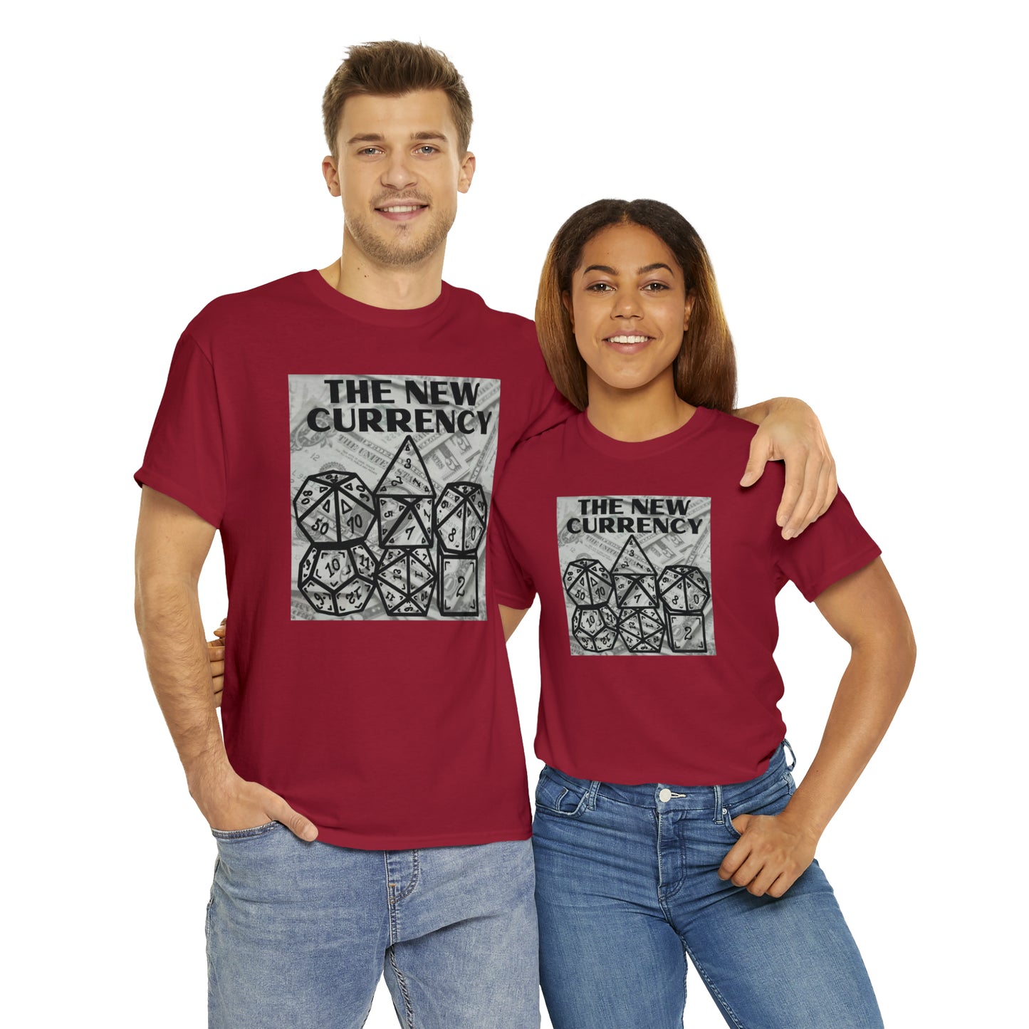 Shirt "THE NEW CURRENCY" D&D Shirt Funny Dice Shirt - Pick Your Color, Up to 5x Sizing!