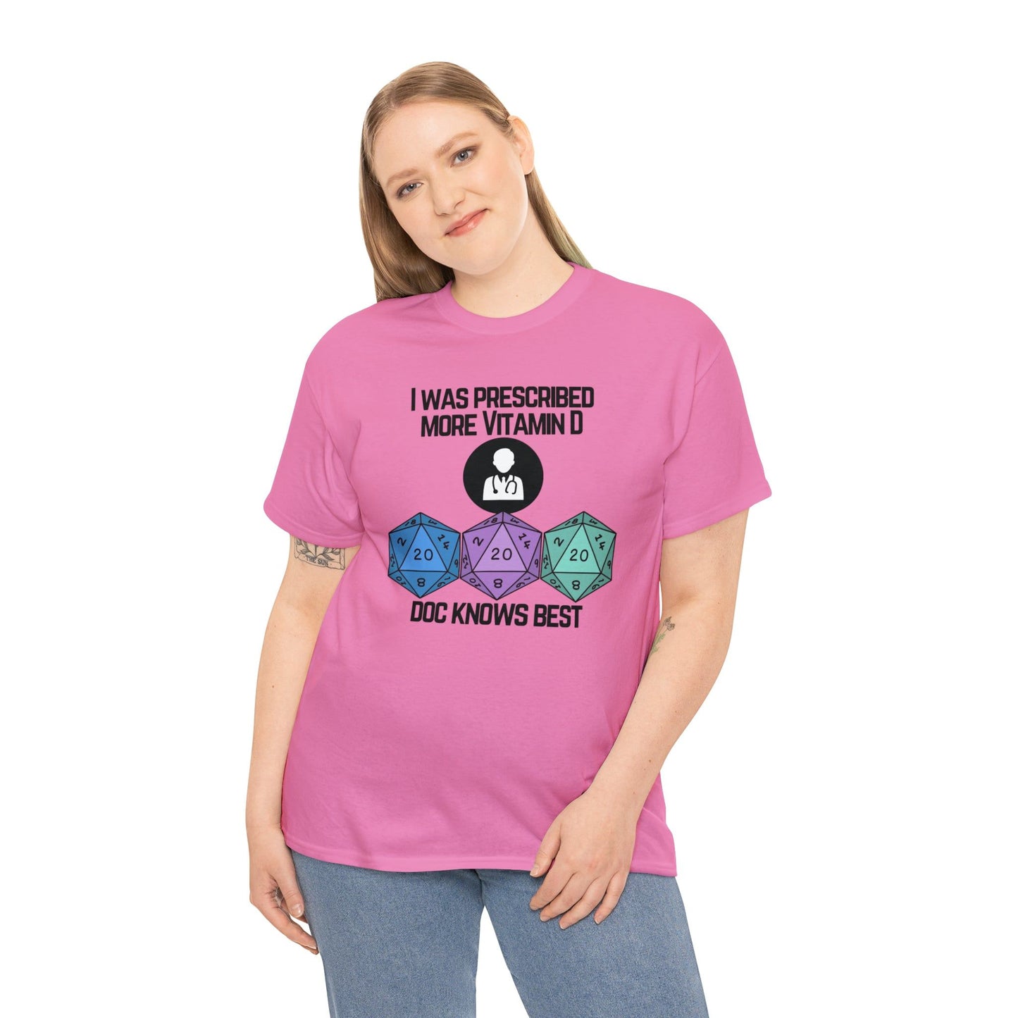 TShirt Funny D20 "Prescribed More Vitamin D20 Doc knows Best" DICE Tee D&d - Pick Color, Up To 5x Sizing!