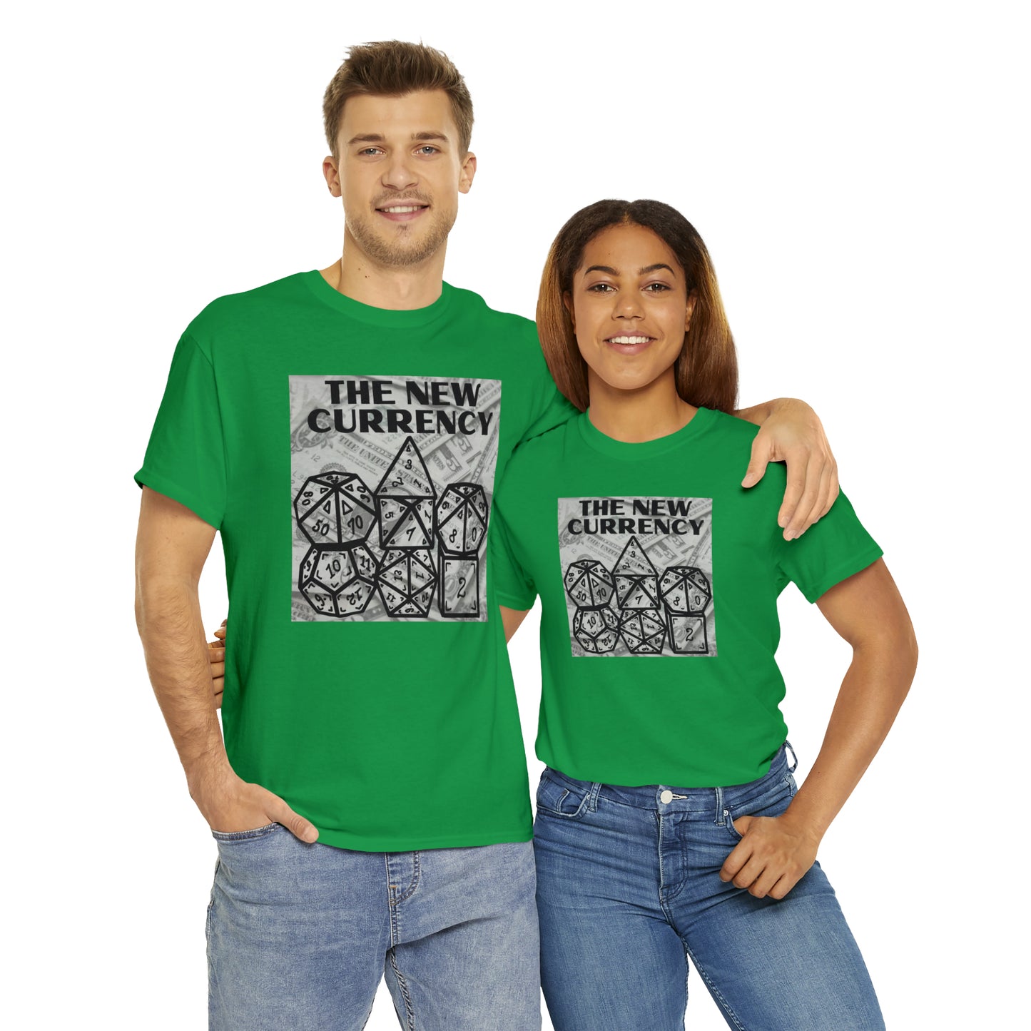 Shirt "THE NEW CURRENCY" D&D Shirt Funny Dice Shirt - Pick Your Color, Up to 5x Sizing!
