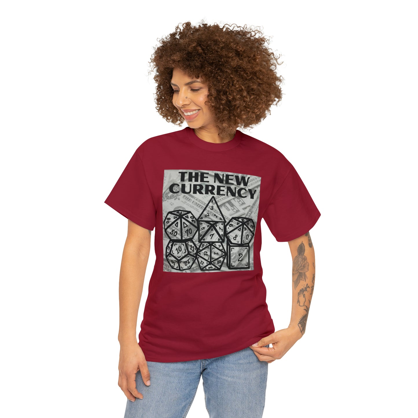 Shirt "THE NEW CURRENCY" D&D Shirt Funny Dice Shirt  -  Pick Your Color, Up to 5x Sizing!