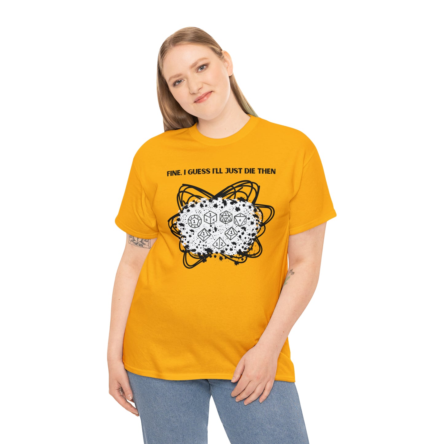 TShirt Funny "Unfavorable D1 Roll" DICE Tee "Guess I'll just die then" D&D - Pick Your Color, Up to 5x Sizing!