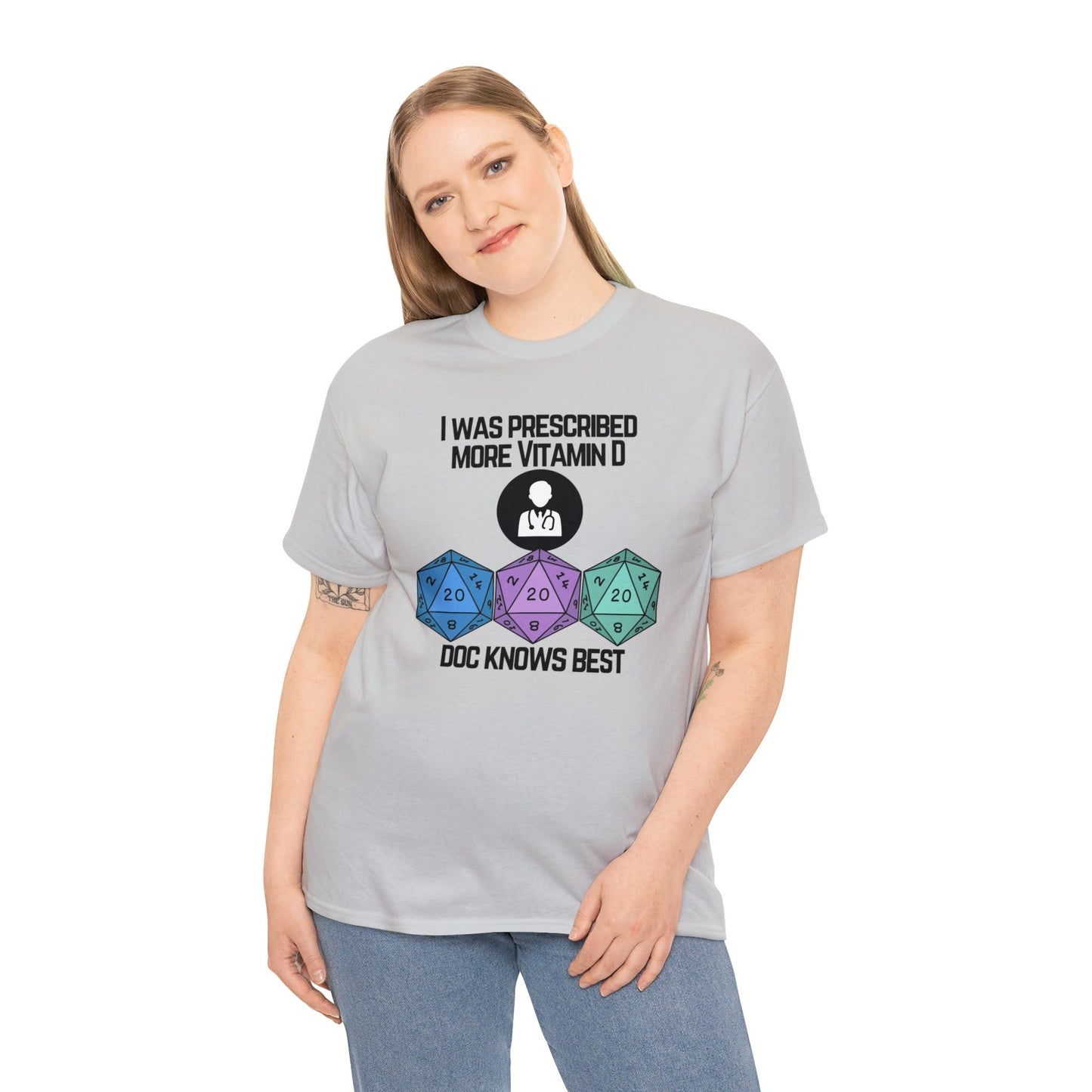 TShirt Funny D20 "Prescribed More Vitamin D20 Doc knows Best" DICE Tee D&d - Pick Color, Up To 5x Sizing!