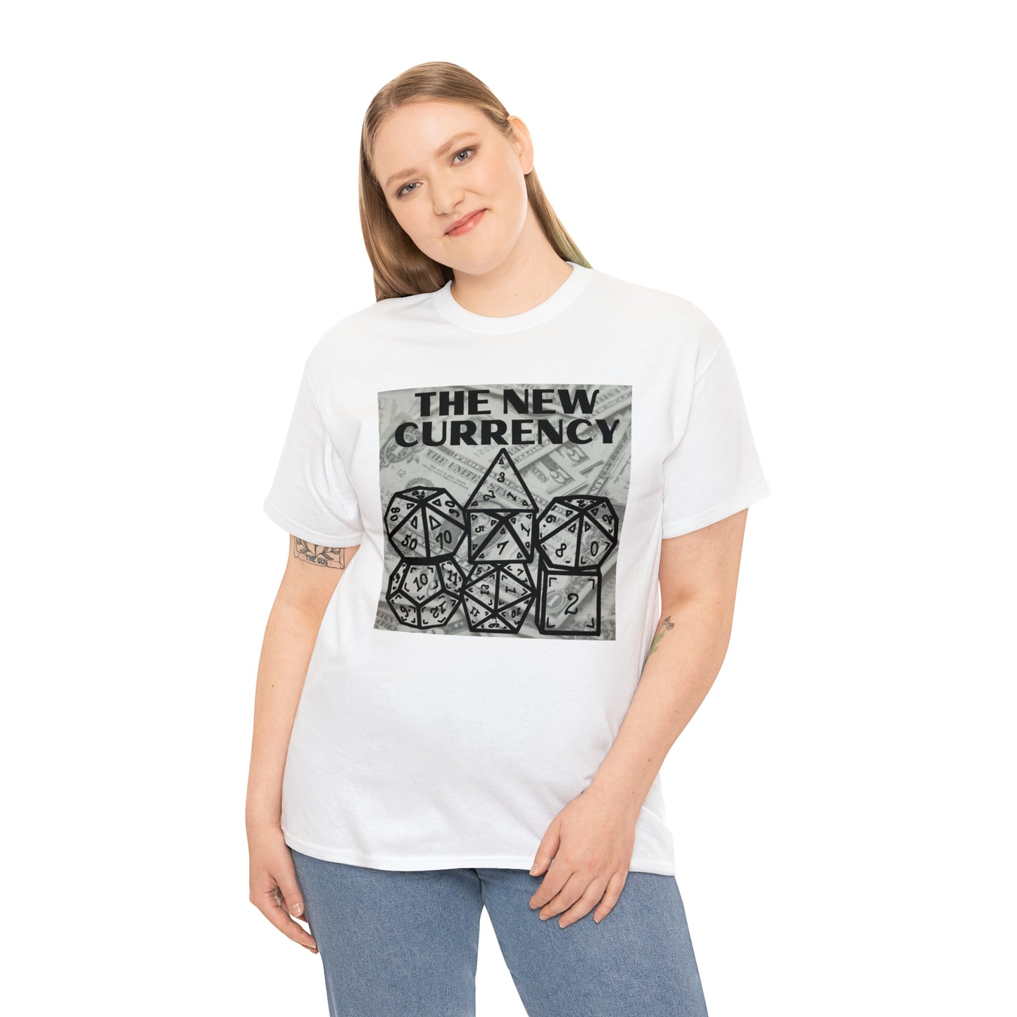 Shirt "THE NEW CURRENCY" D&D Shirt Funny Dice Shirt  -  Pick Your Color, Up to 5x Sizing!