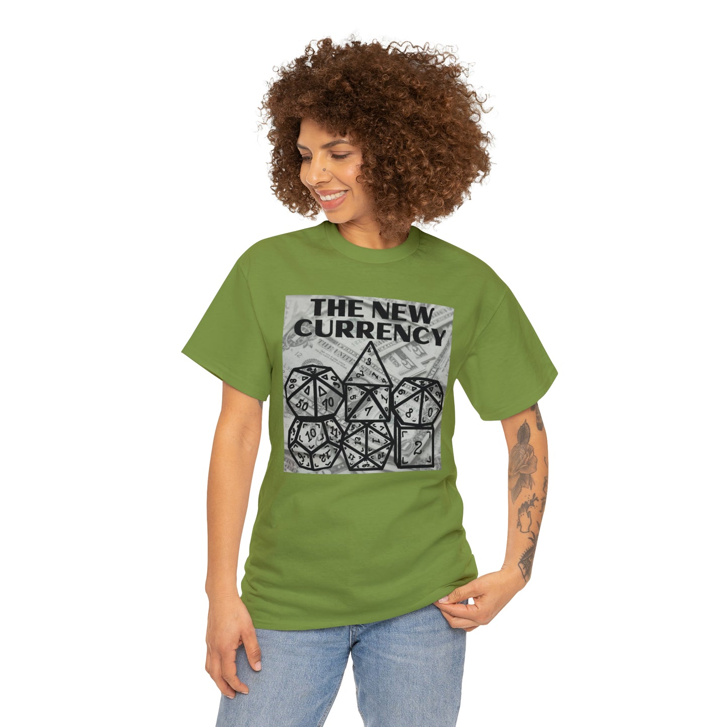 Shirt "THE NEW CURRENCY" D&D Shirt Funny Dice Shirt  -  Pick Your Color, Up to 5x Sizing!