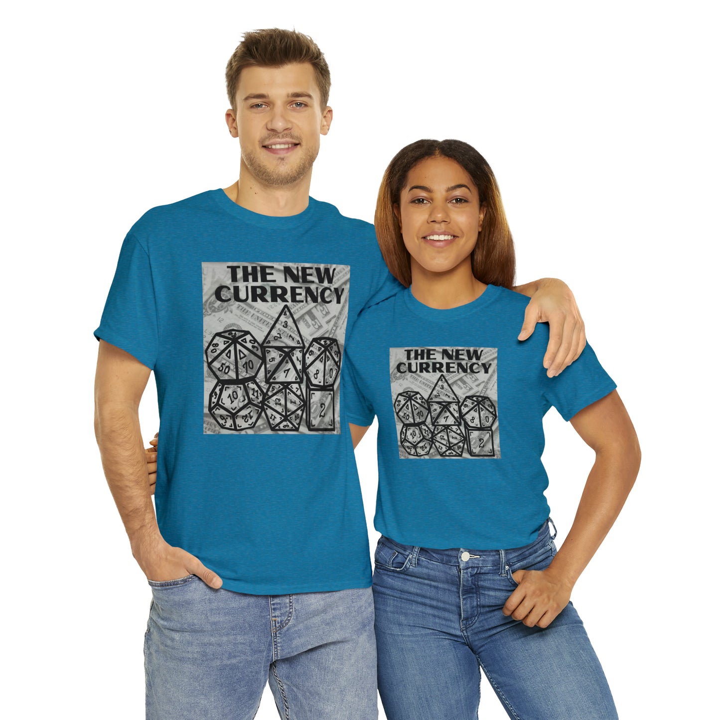 Shirt "THE NEW CURRENCY" D&D Shirt Funny Dice Shirt - Pick Your Color, Up to 5x Sizing!