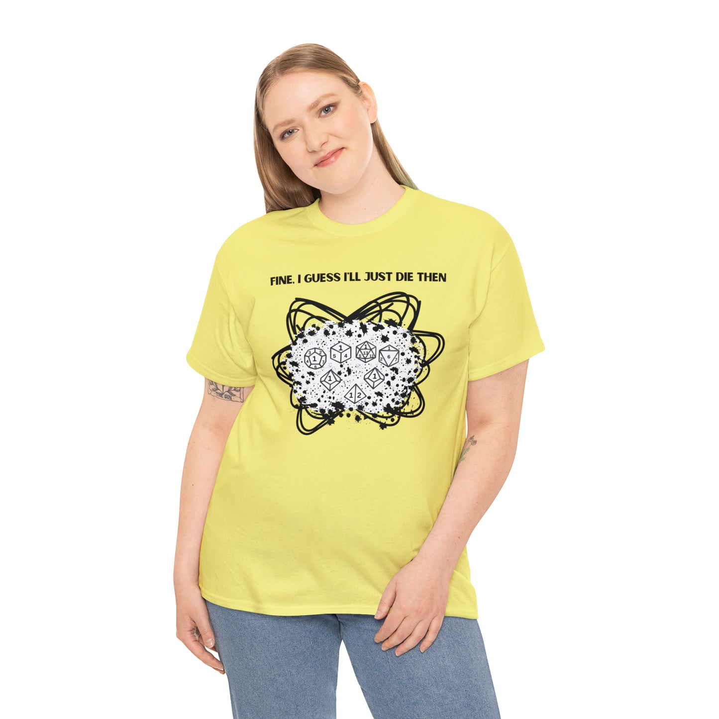 TShirt Funny "Unfavorable D1 Roll" DICE Tee "Guess I'll just die then" D&D - Pick Your Color, Up to 5x Sizing!