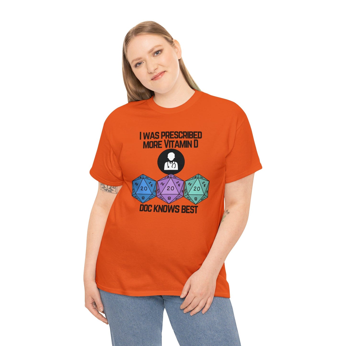 TShirt Funny D20 "Prescribed More Vitamin D20 Doc knows Best" DICE Tee D&d - Pick Color, Up To 5x Sizing!