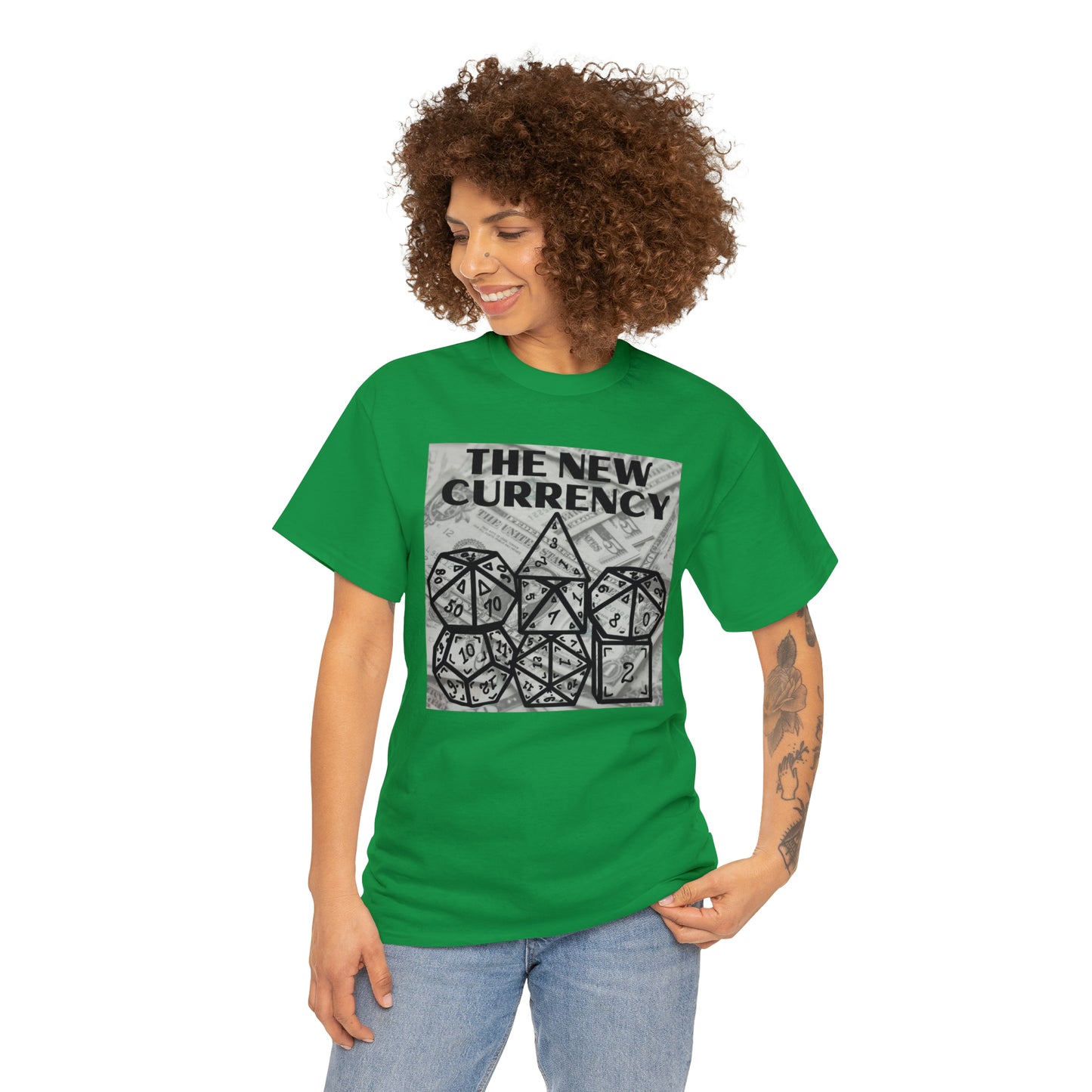 Shirt "THE NEW CURRENCY" D&D Shirt Funny Dice Shirt  -  Pick Your Color, Up to 5x Sizing!