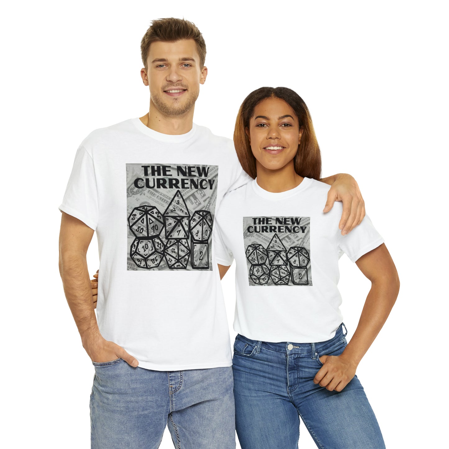 Shirt "THE NEW CURRENCY" D&D Shirt Funny Dice Shirt - Pick Your Color, Up to 5x Sizing!