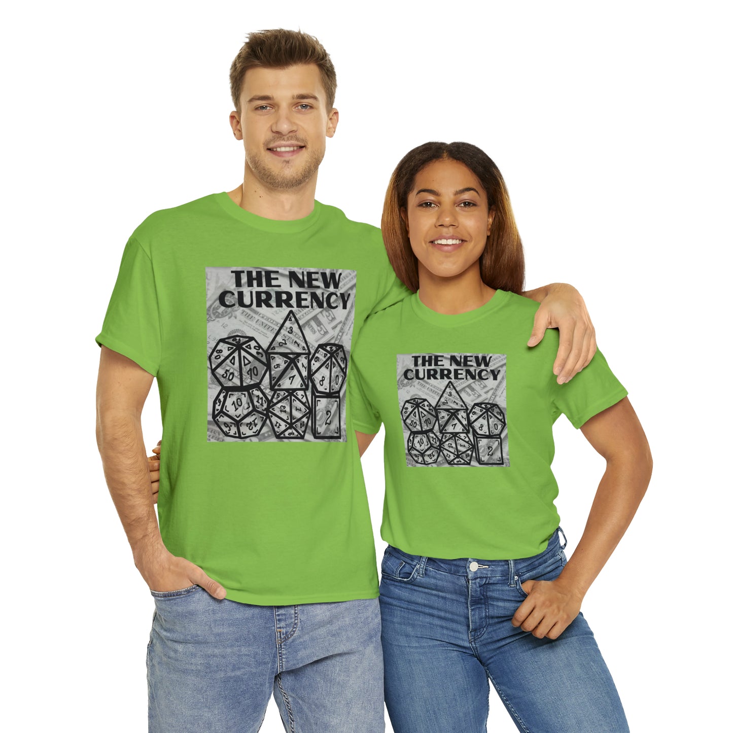 Shirt "THE NEW CURRENCY" D&D Shirt Funny Dice Shirt - Pick Your Color, Up to 5x Sizing!