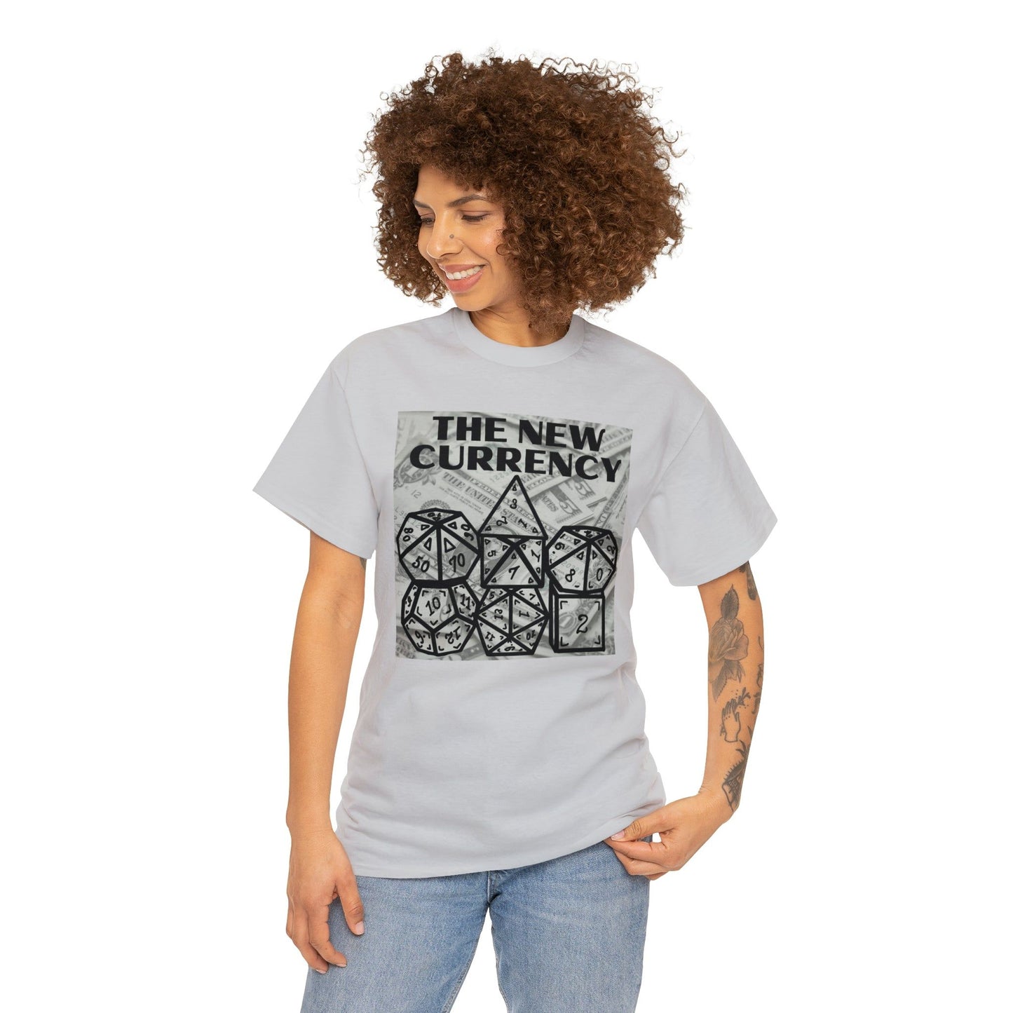 Shirt "THE NEW CURRENCY" D&D Shirt Funny Dice Shirt - Pick Your Color, Up to 5x Sizing!