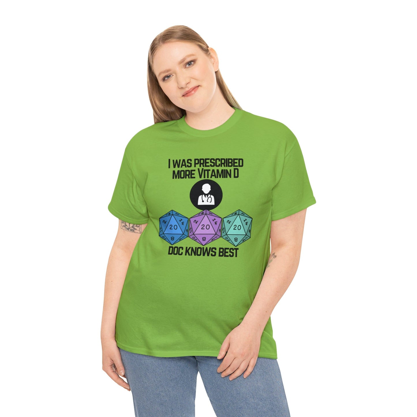 TShirt Funny D20 "Prescribed More Vitamin D20 Doc knows Best" DICE Tee D&d - Pick Color, Up To 5x Sizing!