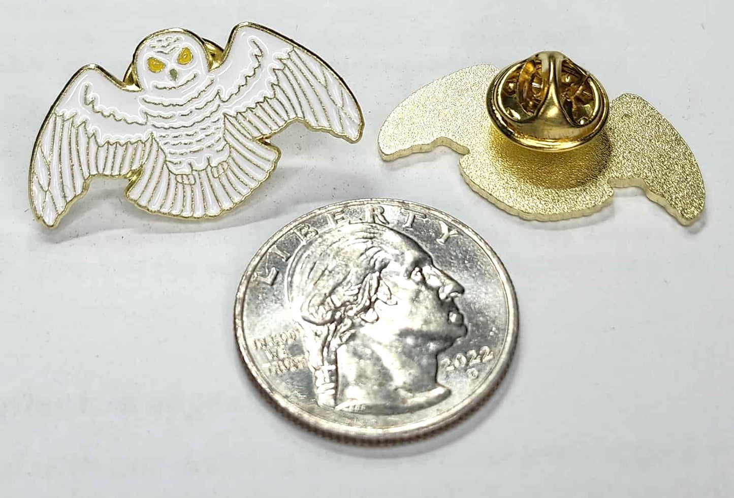 Classic Barn Owl Lapel Pin with Gold Back, Butterfly Clasp, RPG Gaming Gift, Pin for Gamers, Owl Lover Gift, Bird Lover Pin