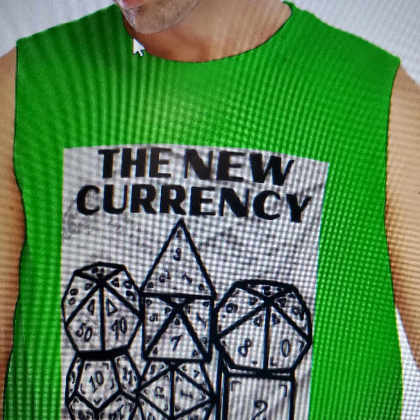 Mens "the New Currency" Dice Tank Lime Green Design, Sizes Through 4xl Tall!, Dungeons & Dragons Clothing, Unique Clothing, Gamer Gift Idea