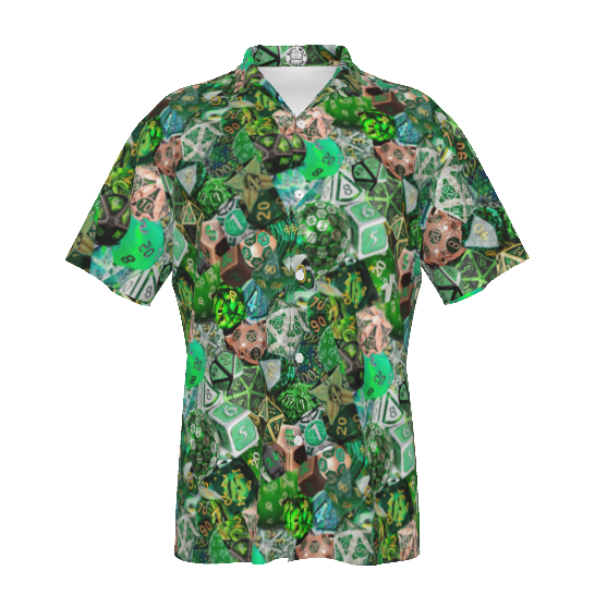 New! Green Hawaiian Shirt, Dice DnD, Unisex RPG, Gaming Shirt, Gift for DnD Player, Fun RPG Shirt, DM Wedding Gift, DnD Wedding, rpg Gift