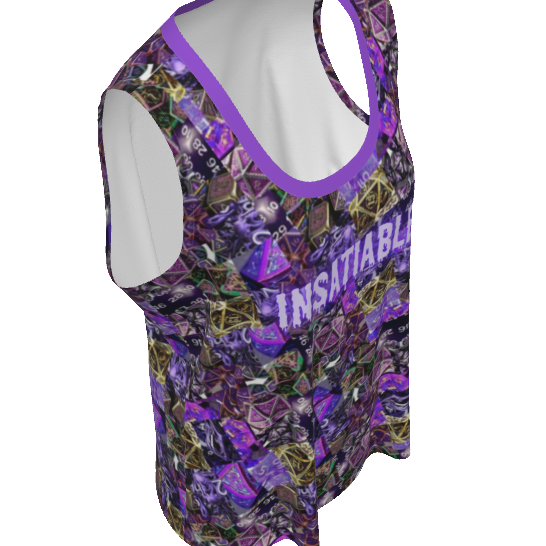 Dice Tank D&D Insatiable - Purple or Green Collage- Women's Plus Sizes too through 4XL