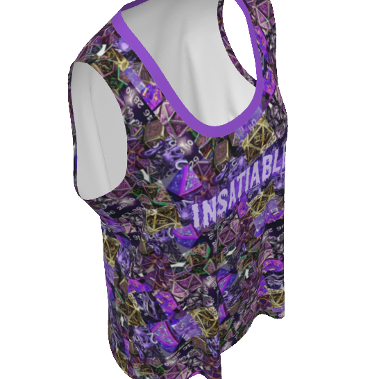 SAVE $10 NOW! Dice Tank D&D Insatiable - Purple or Green Collage- Women's Plus Sizes too through 4XL