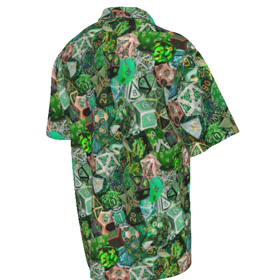 New! Green Hawaiian Shirt, Dice DnD, Unisex RPG, Gaming Shirt, Gift for DnD Player, Fun RPG Shirt, DM Wedding Gift, DnD Wedding, rpg Gift
