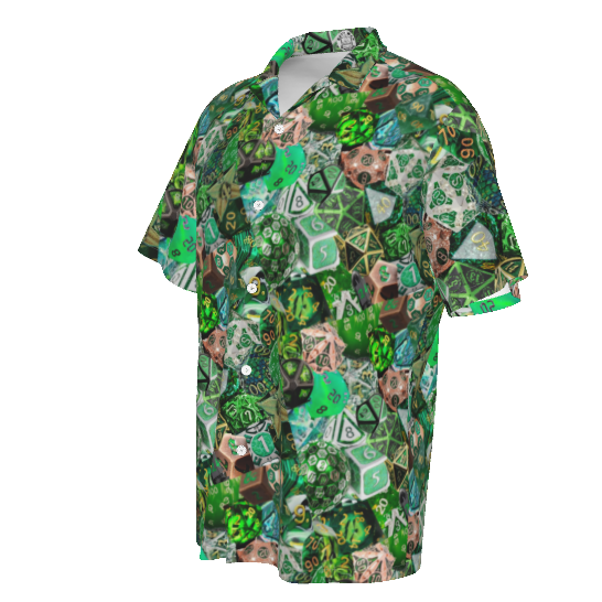 New! Green Hawaiian Shirt, Dice DnD, Unisex RPG, Gaming Shirt, Gift for DnD Player, Fun RPG Shirt, DM Wedding Gift, DnD Wedding, rpg Gift
