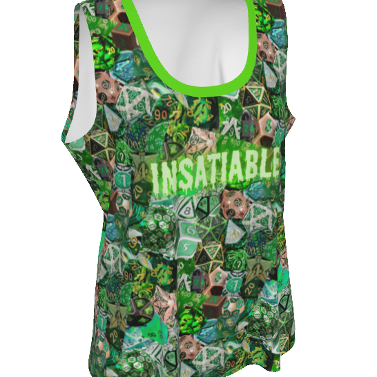 Dice Tank D&D Insatiable - Purple or Green Collage- Women's Plus Sizes too through 4XL