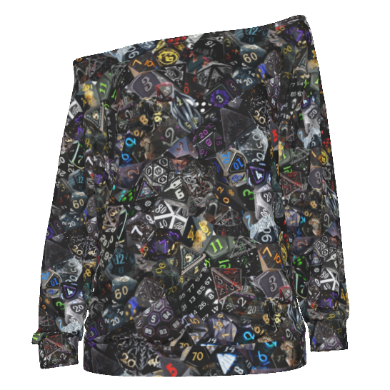 SAVE $25 NOW! Women's Dice Off-Shoulder Collage Blouse -BLACK- D&D Dice Sizing through 6XL