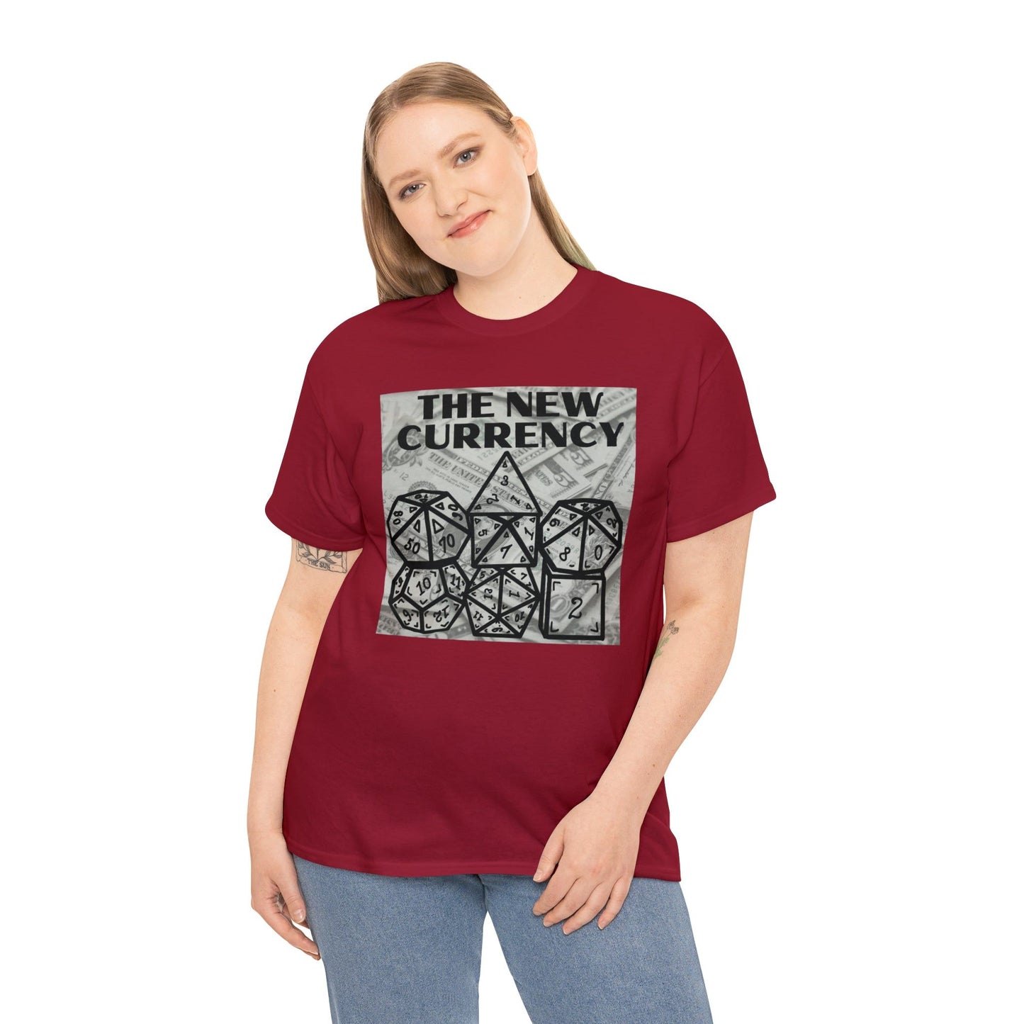 Shirt "THE NEW CURRENCY" D&D Shirt Funny Dice Shirt  -  Pick Your Color, Up to 5x Sizing!