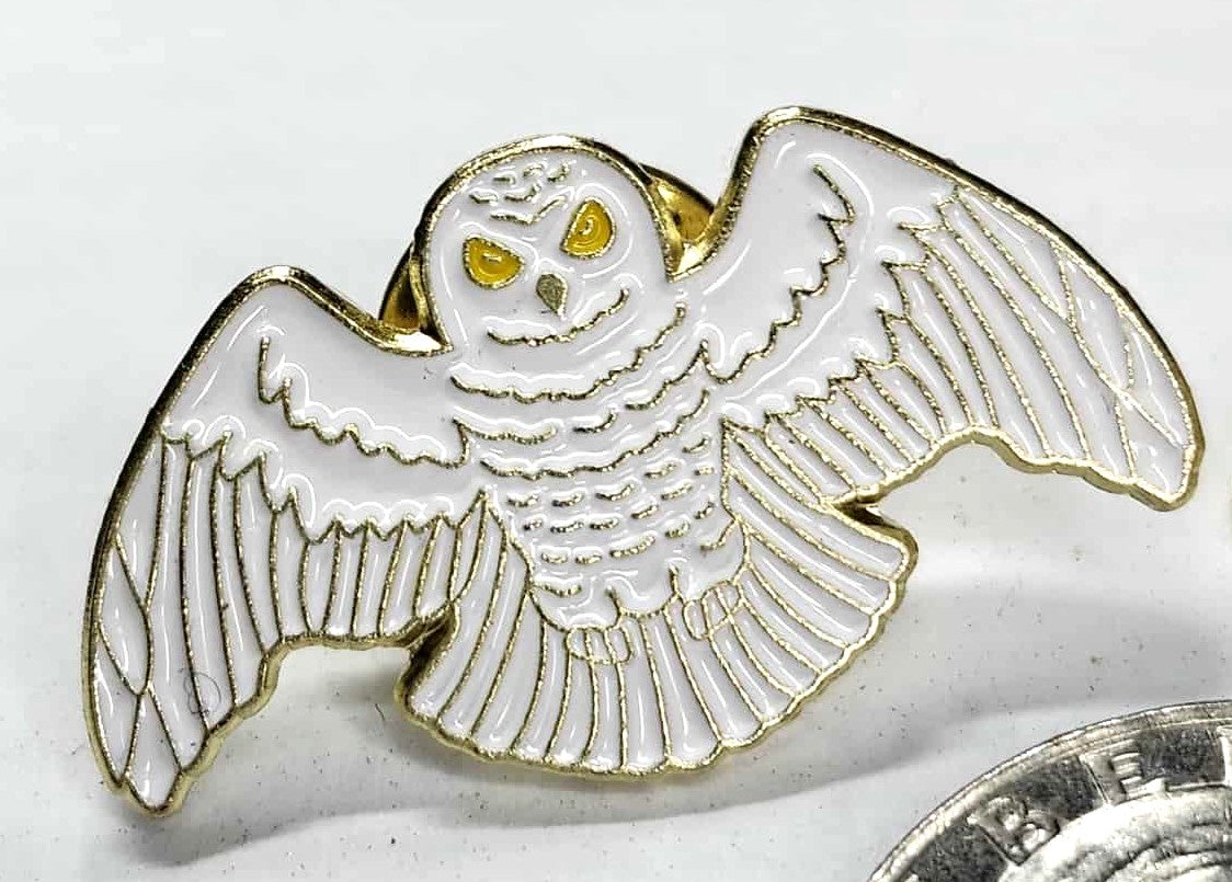 Classic Barn Owl Lapel Pin with Gold Back, Butterfly Clasp, RPG Gaming Gift, Pin for Gamers, Owl Lover Gift, Bird Lover Pin