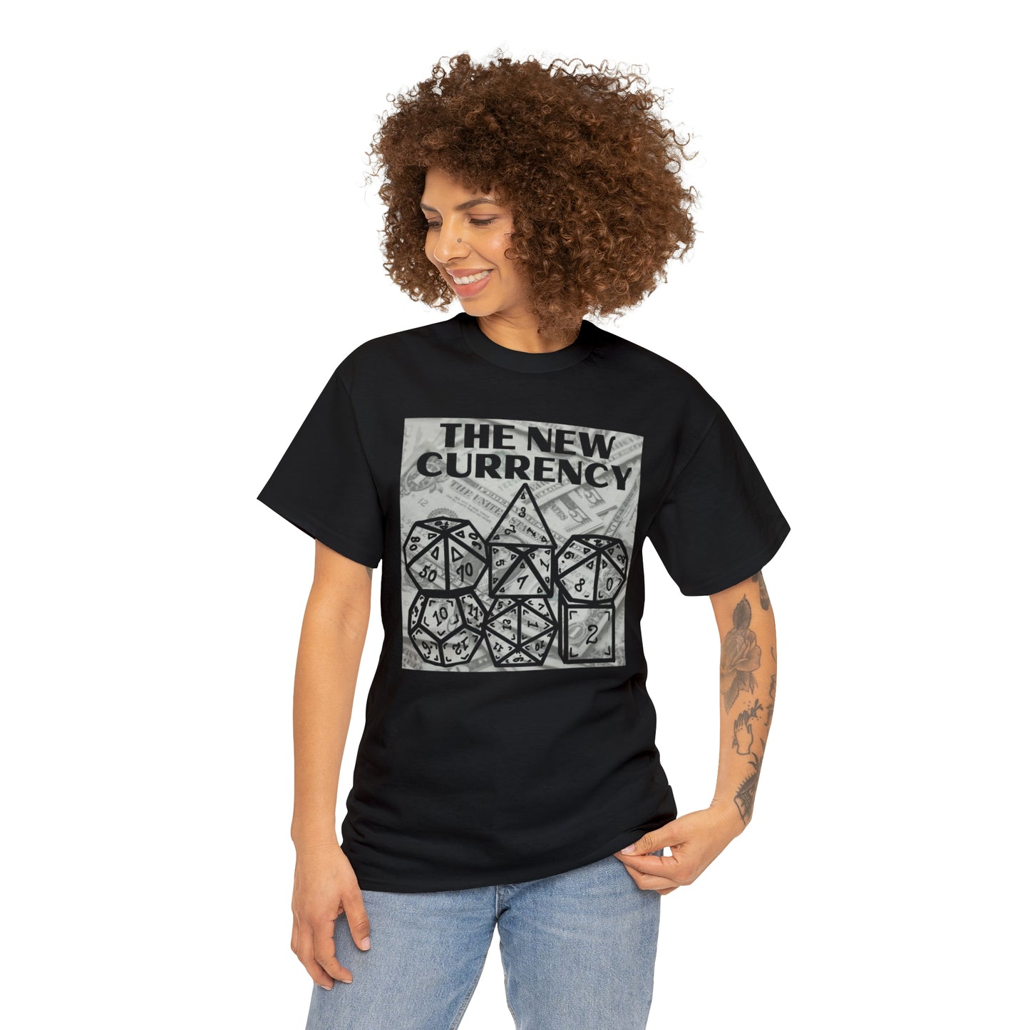 Shirt "THE NEW CURRENCY" D&D Shirt Funny Dice Shirt - Pick Your Color, Up to 5x Sizing!