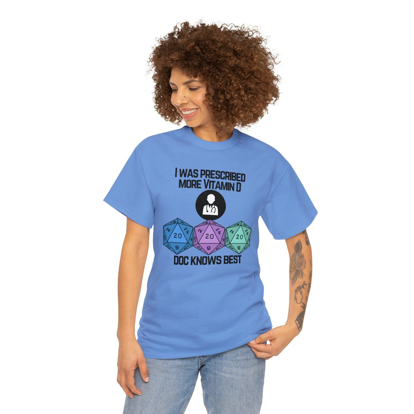 TShirt Funny D20 "Prescribed More Vitamin D20 Doc knows Best" DICE Tee D&d - Pick Color, Up To 5x Sizing!