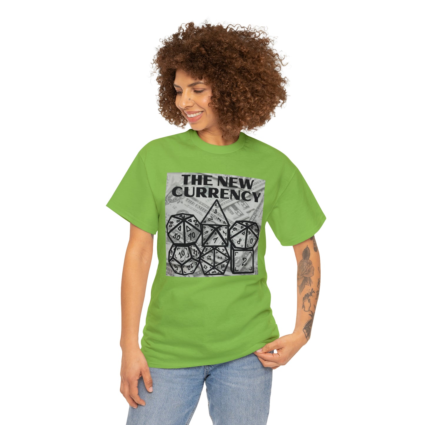 Shirt "THE NEW CURRENCY" D&D Shirt Funny Dice Shirt - Pick Your Color, Up to 5x Sizing!