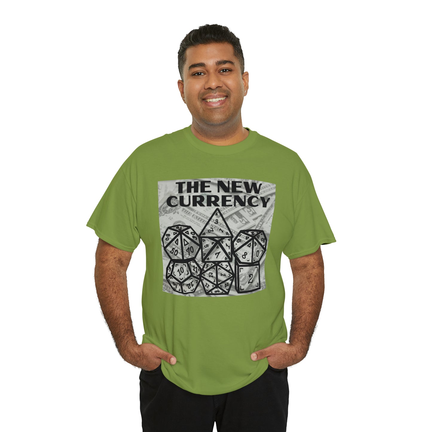 Shirt "THE NEW CURRENCY" D&D Shirt Funny Dice Shirt - Pick Your Color, Up to 5x Sizing!