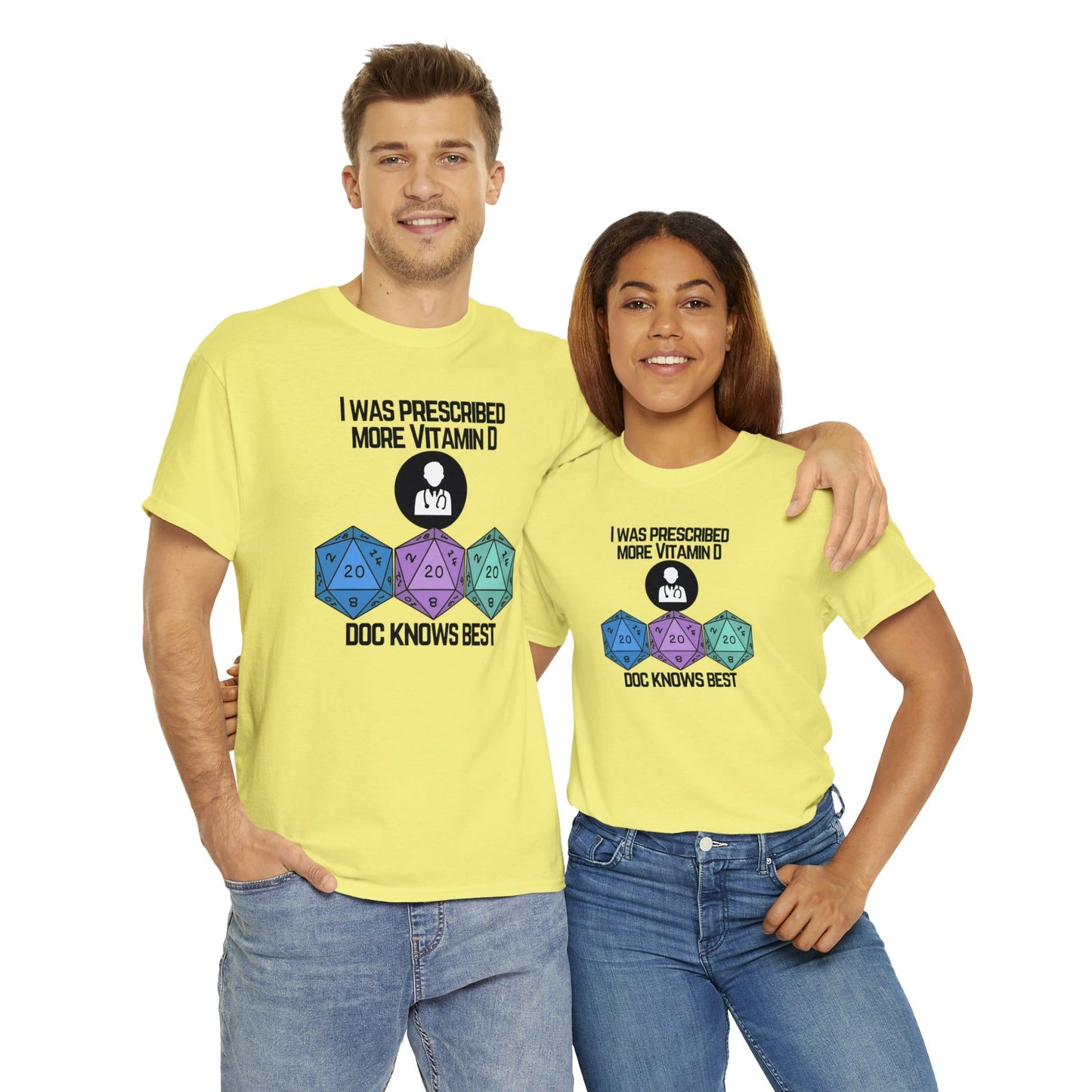 TShirt Funny D20 "Prescribed More Vitamin D20 Doc knows Best" DICE Tee D&d - Pick Color, Up To 5x Sizing!