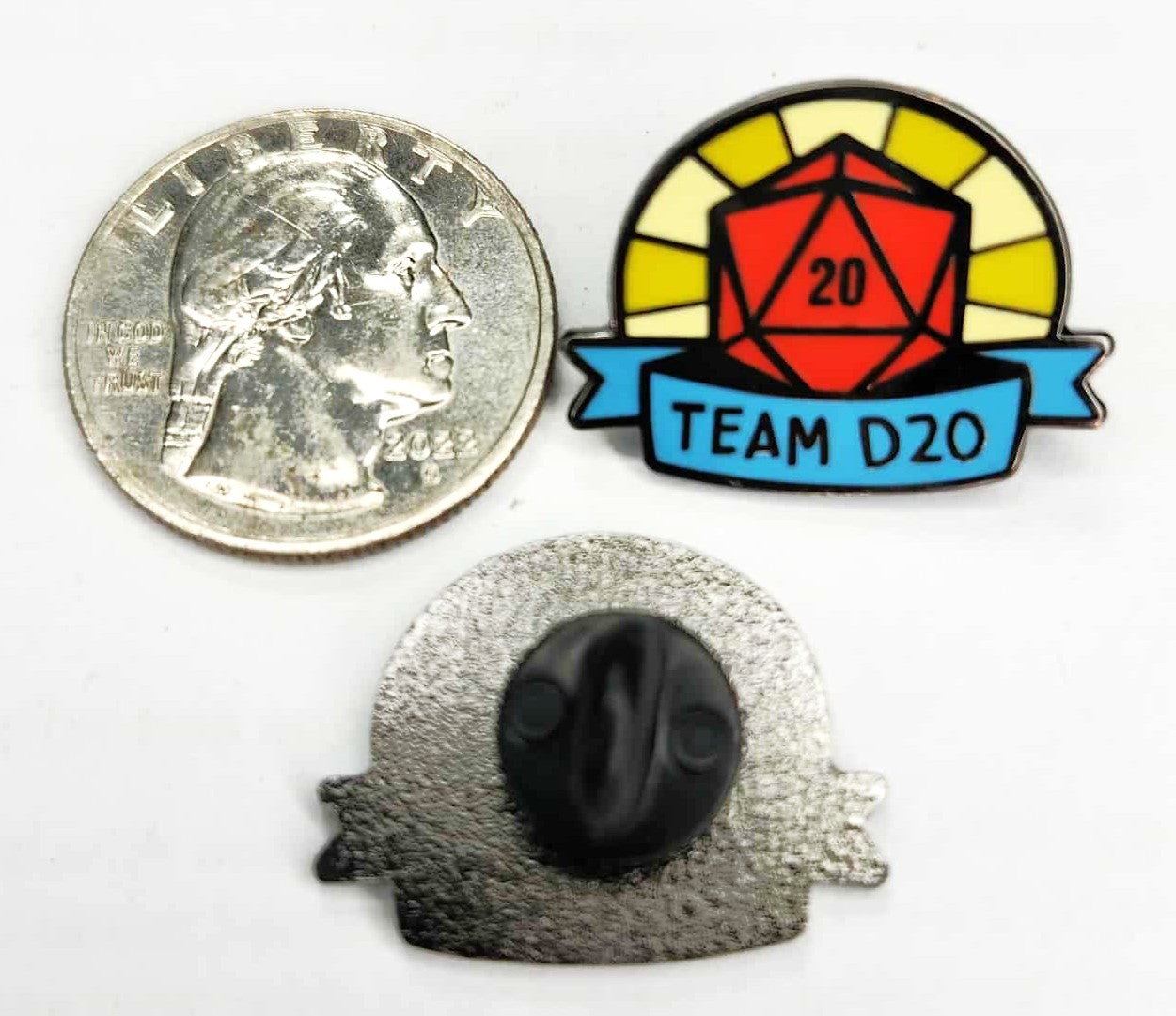Team D20 Pin 1", Fashion DnD Pin, D20 Lapel Pin, Gaming RPG Accessory, Gift for DnD Gamer, Great DnD Gift for anyone!