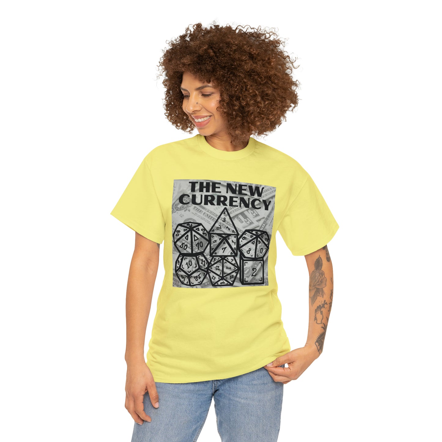 Shirt "THE NEW CURRENCY" D&D Shirt Funny Dice Shirt  -  Pick Your Color, Up to 5x Sizing!