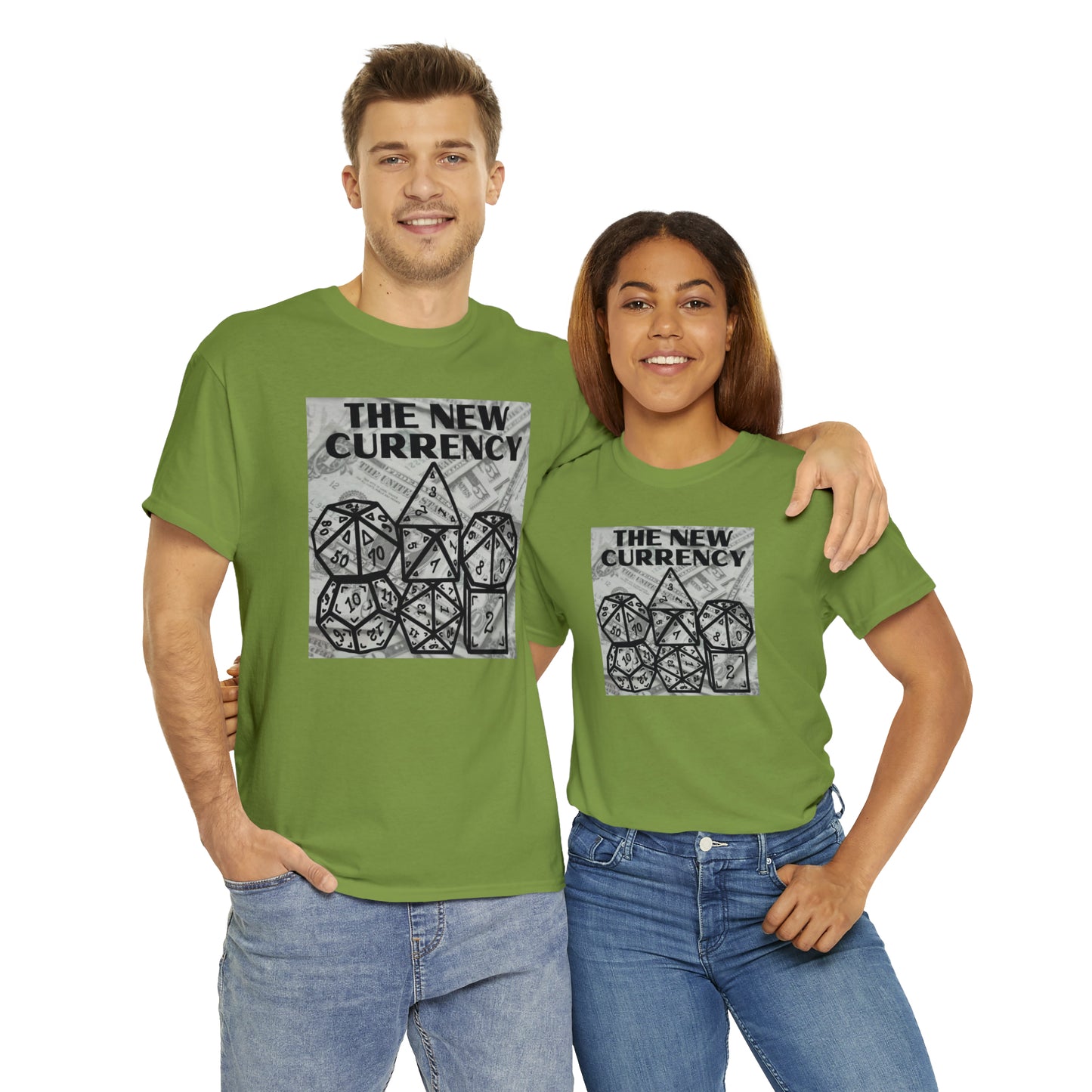 Shirt "THE NEW CURRENCY" D&D Shirt Funny Dice Shirt  -  Pick Your Color, Up to 5x Sizing!