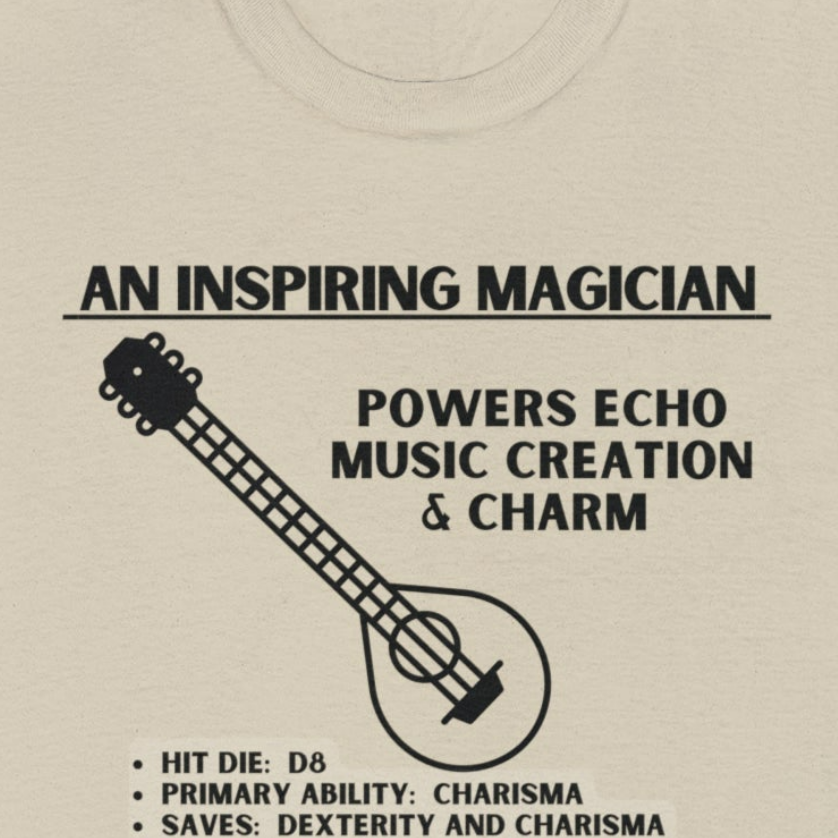 TSHIRT BARD TEE D&D - Pick your color, up to 5x sizing!