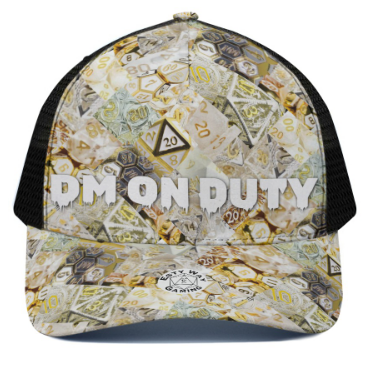 Dm On Duty Hat, Dm Gift With Black Mesh Back, Adjustable Cap, Rpg Fashion, Dungeon Hat, Baseball Dice Cap, Medium, Dice Lover Gift