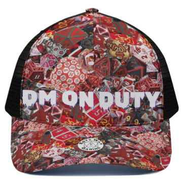 Dm On Duty Hat, Dm Gift With Black Mesh Back, Adjustable Cap, Rpg Fashion, Dungeon Hat, Baseball Dice Cap, Medium, Dice Lover Gift