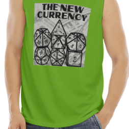 Mens "the New Currency" Dice Tank Lime Green Design, Sizes Through 4xl Tall!, Dungeons & Dragons Clothing, Unique Clothing, Gamer Gift Idea