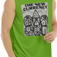Mens "the New Currency" Dice Tank Lime Green Design, Sizes Through 4xl Tall!, Dungeons & Dragons Clothing, Unique Clothing, Gamer Gift Idea