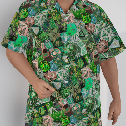 New! Green Hawaiian Shirt, Dice DnD, Unisex RPG, Gaming Shirt, Gift for DnD Player, Fun RPG Shirt, DM Wedding Gift, DnD Wedding, rpg Gift