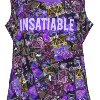 Dice Tank D&D Insatiable - Purple or Green Collage- Women's Plus Sizes too through 4XL