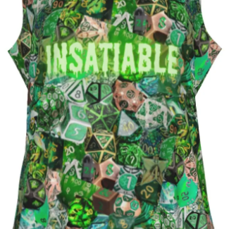 SAVE $10 NOW! Dice Tank D&D Insatiable - Purple or Green Collage- Women's Plus Sizes too through 4XL