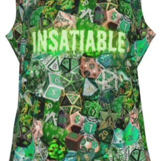 Dice Tank D&D Insatiable - Purple or Green Collage- Women's Plus Sizes too through 4XL