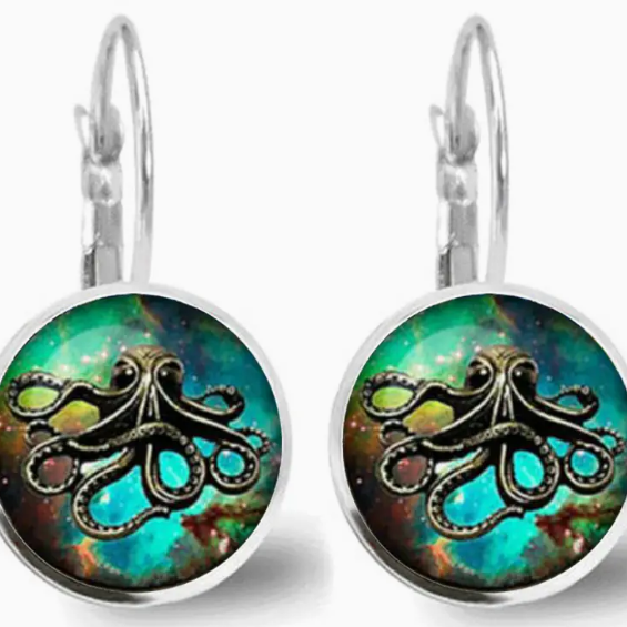 Octopus Earring Set Silvertone Fashion Jewelry